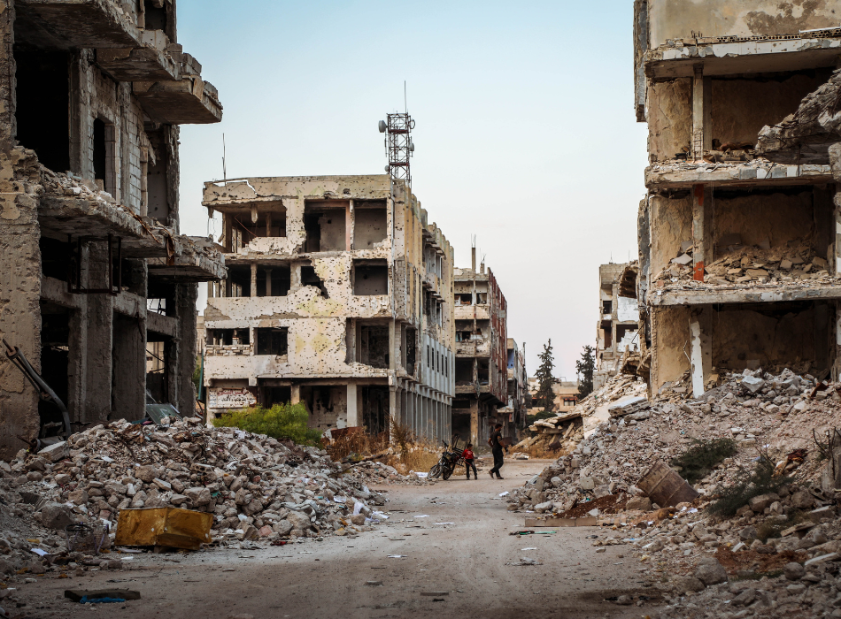 Damaged buildings after the earthquake in Syria
