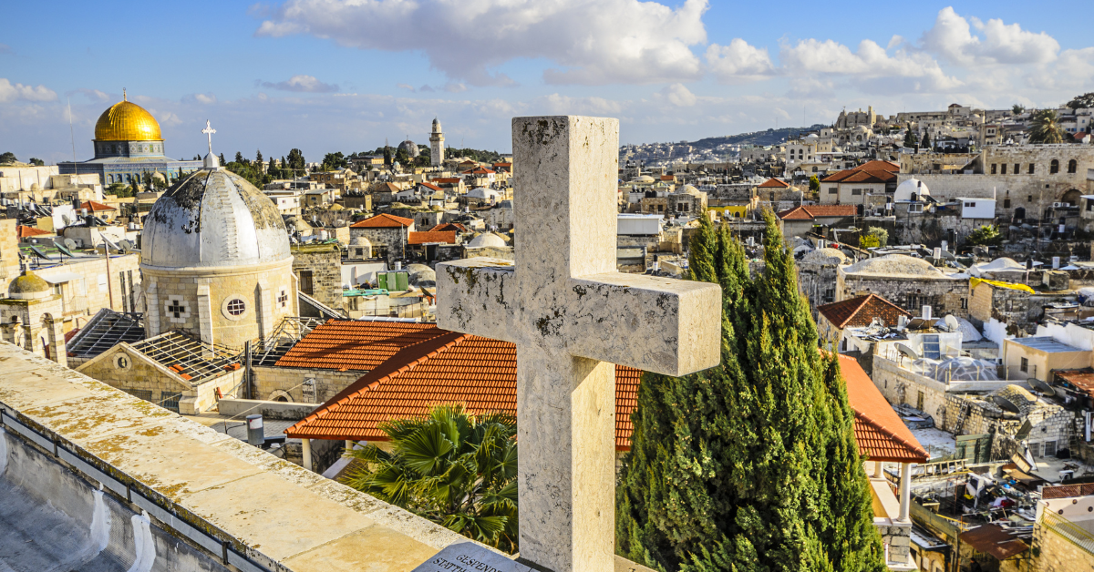 Church in the background of the city of Jerusalem